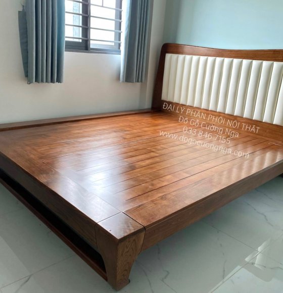 Giường Ngủ Gỗ Sồi Nga Bọc Nệm  Kiểu Nhật Sang Trọng 