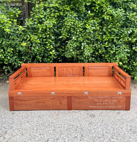 Giường Gấp Gỗ Xoan Đào Gia Lai Thông Minh - 2 Ngăn Kéo ĐN 01.4