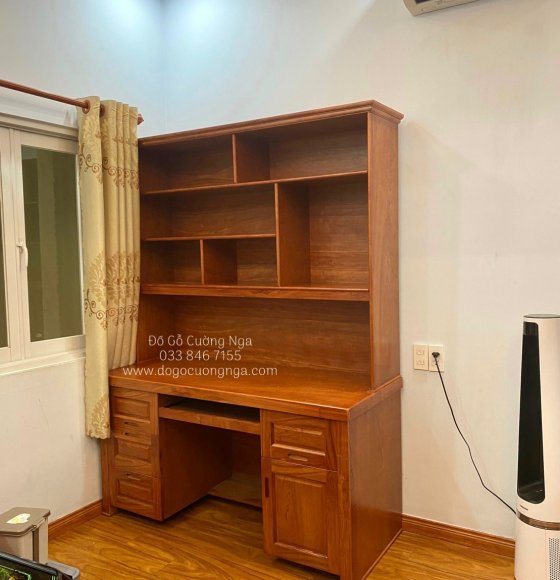 Bàn Học Sinh Gỗ Xoan Đào Có Kệ Sách Cao Cấp