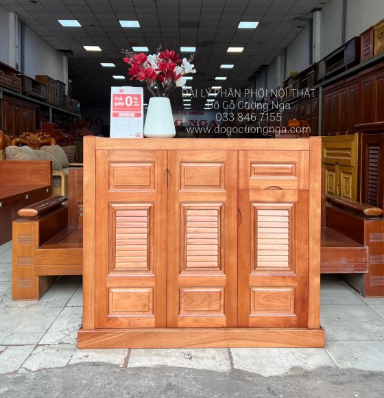 Tủ Giày Dép Gỗ Xoan Đào 3 Cánh Cao Cấp