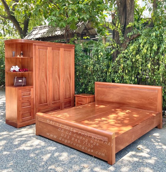 Combo Phòng Cưới Giường Tủ Quần Áo Gỗ Xoan Đào Hiện Đại 