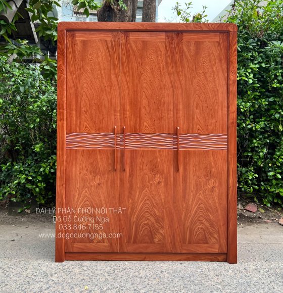 Tủ Quần Áo Gỗ Hương Đá 3 Cánh Hiện Đại 