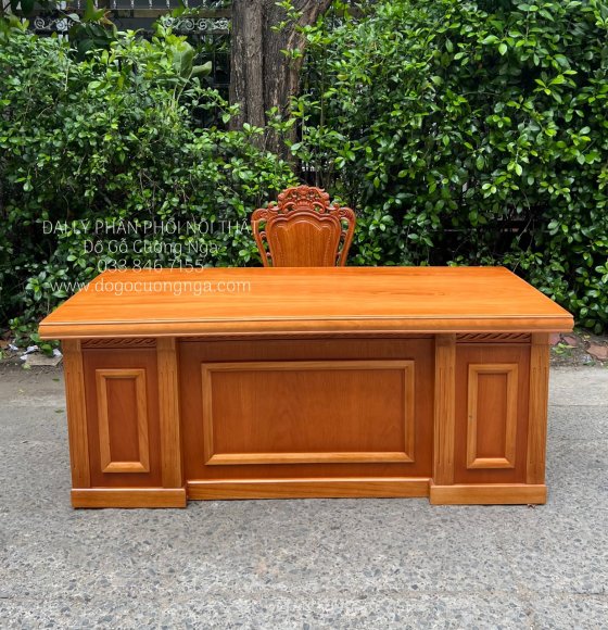 Bộ Bàn Ghế Làm Việc Giám Đốc Gỗ Gõ Đỏ Cao Cấp 1m87 