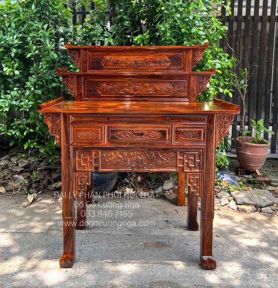 Bàn Thờ Gia Tiên Tam Cấp Gỗ Muồng Trạm Sen 