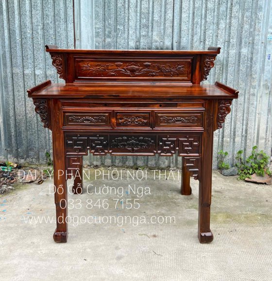 Bàn Thờ 2 Tầng Gỗ Muồng Trạm Sen Phong Thủy Giá Rẻ 