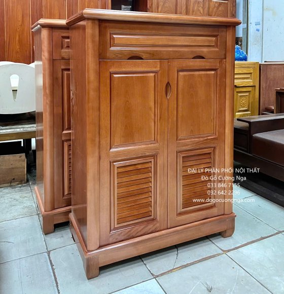Tủ Giày Dép Gỗ Xoan Đào 2 Cánh Cao 1m2 Hiện Đại 