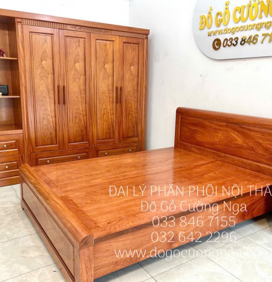 Combo Phòng Ngủ Gỗ Hương Đá 3 Chi Tiết Rẻ Đẹp 