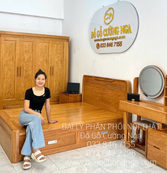 Combo Phòng Ngủ Gỗ Gõ Đỏ Sang Trọng Đẳng Cấp