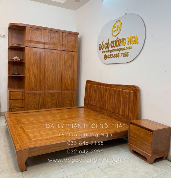 Combo Phòng Ngủ Gỗ Cẩm Vân 3 Chi Tiết Đẳng Cấp