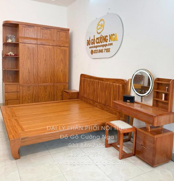 Combo Phòng Ngủ Gỗ Cẩm Vân 4 Chi Tiết Sang Trọng Chất Lượng
