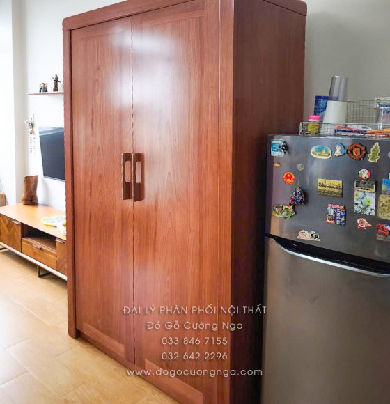 Tủ Quần Áo Gỗ Xoan Đào 2 Cánh 1m2 Mẫu Trơn