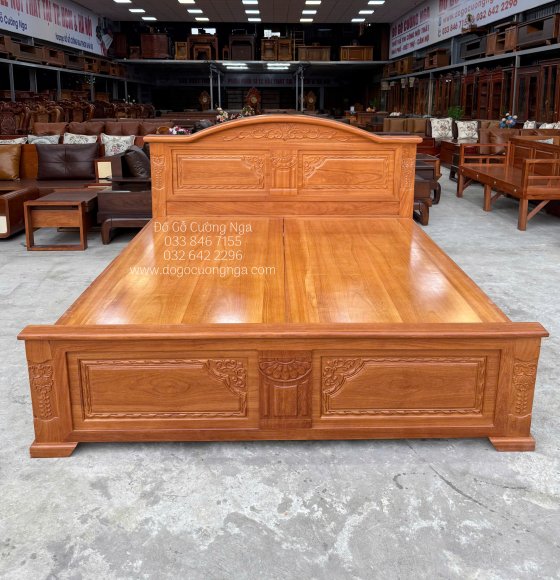 Giường Gỗ Gõ Đỏ 1m8 Mẫu Vòm Phản Thưa 