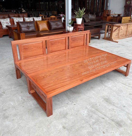 Giường Gấp Gỗ Xoan Đào Chân Cao Phù Hợp Người Lớn Tuổi, Mẹ Bầu - Mẫu Trơn