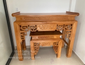 Bàn giao bàn thờ gia tiên gỗ gõ đỏ cao cấp 1m53 trả khách Thủ Đức