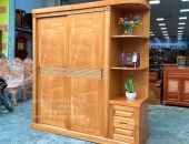 Tủ Quần Áo Gỗ Gõ Đỏ Thiết Kế Kệ Góc Trang Trí ( Mẫu Mới ) 